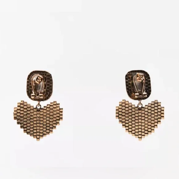 Nwt- zara- rhinestone heart earrings (matching necklace available) - Picture 2 of 5